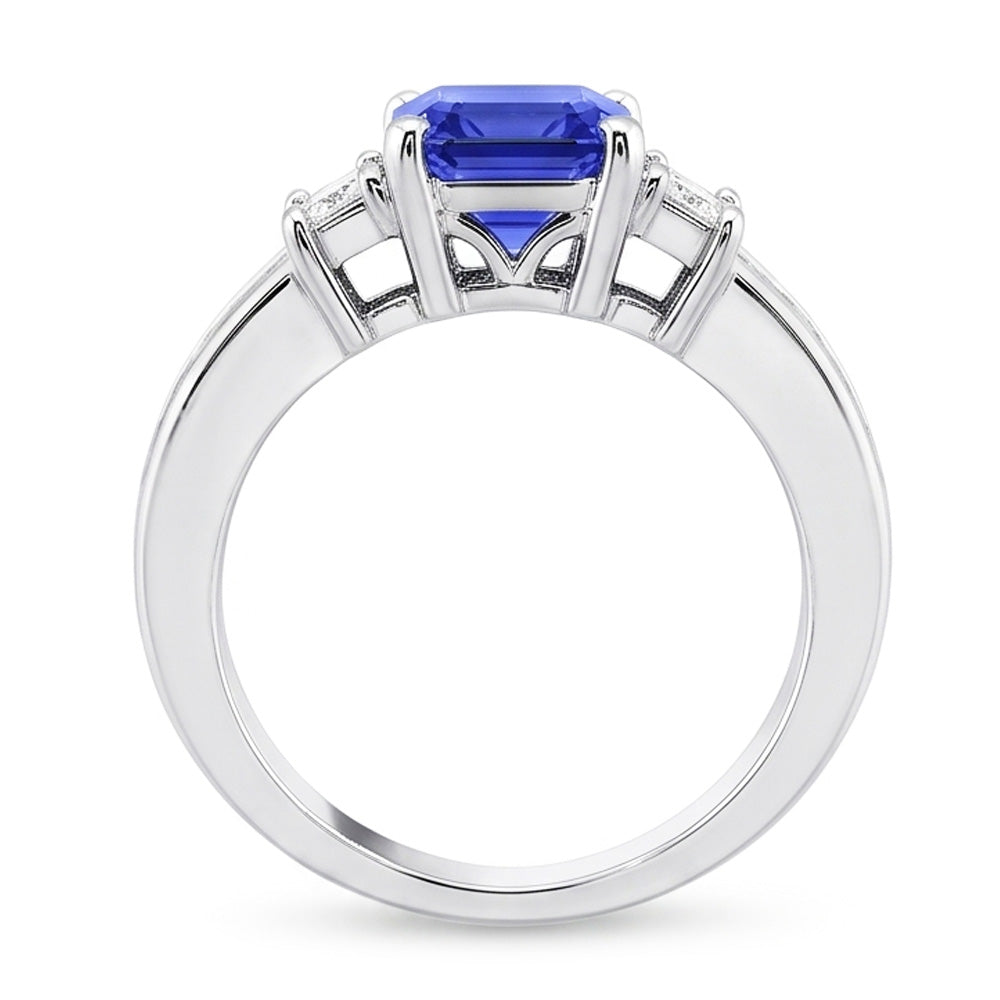 Natural Sapphire Ring 4.50ct - White Gold 14K