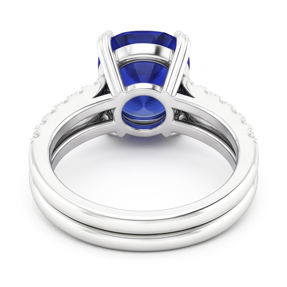 Natural Sapphire Ring 4.50ct - White Gold 14K