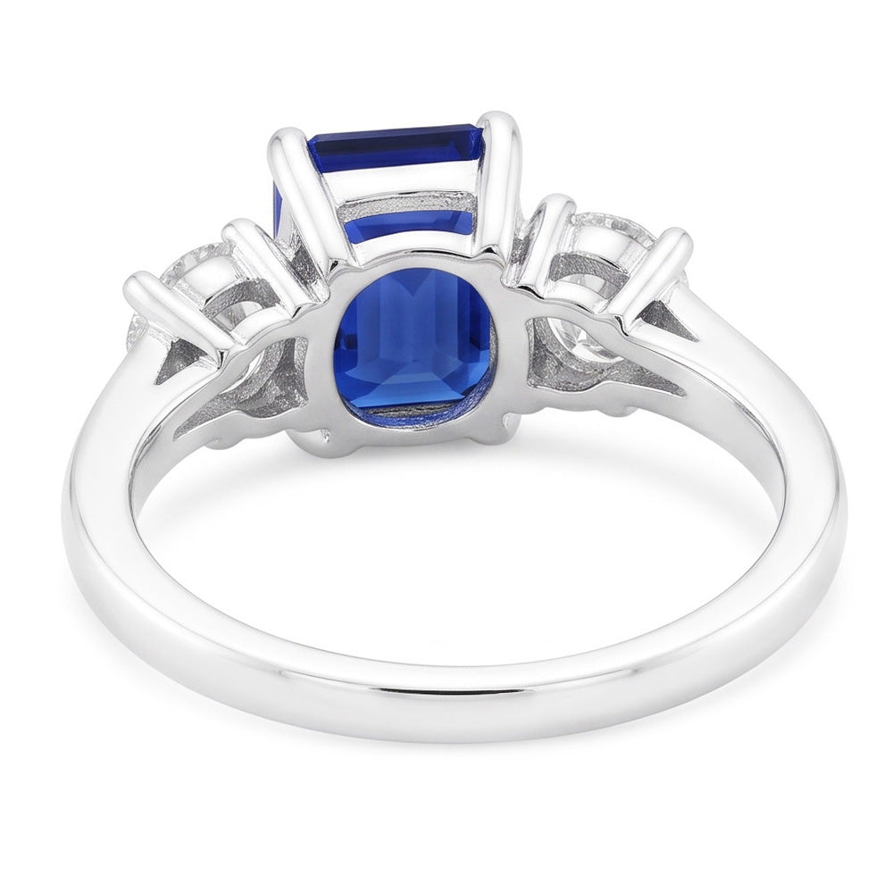 Natural Sapphire Ring 4.50ct - White Gold 14K
