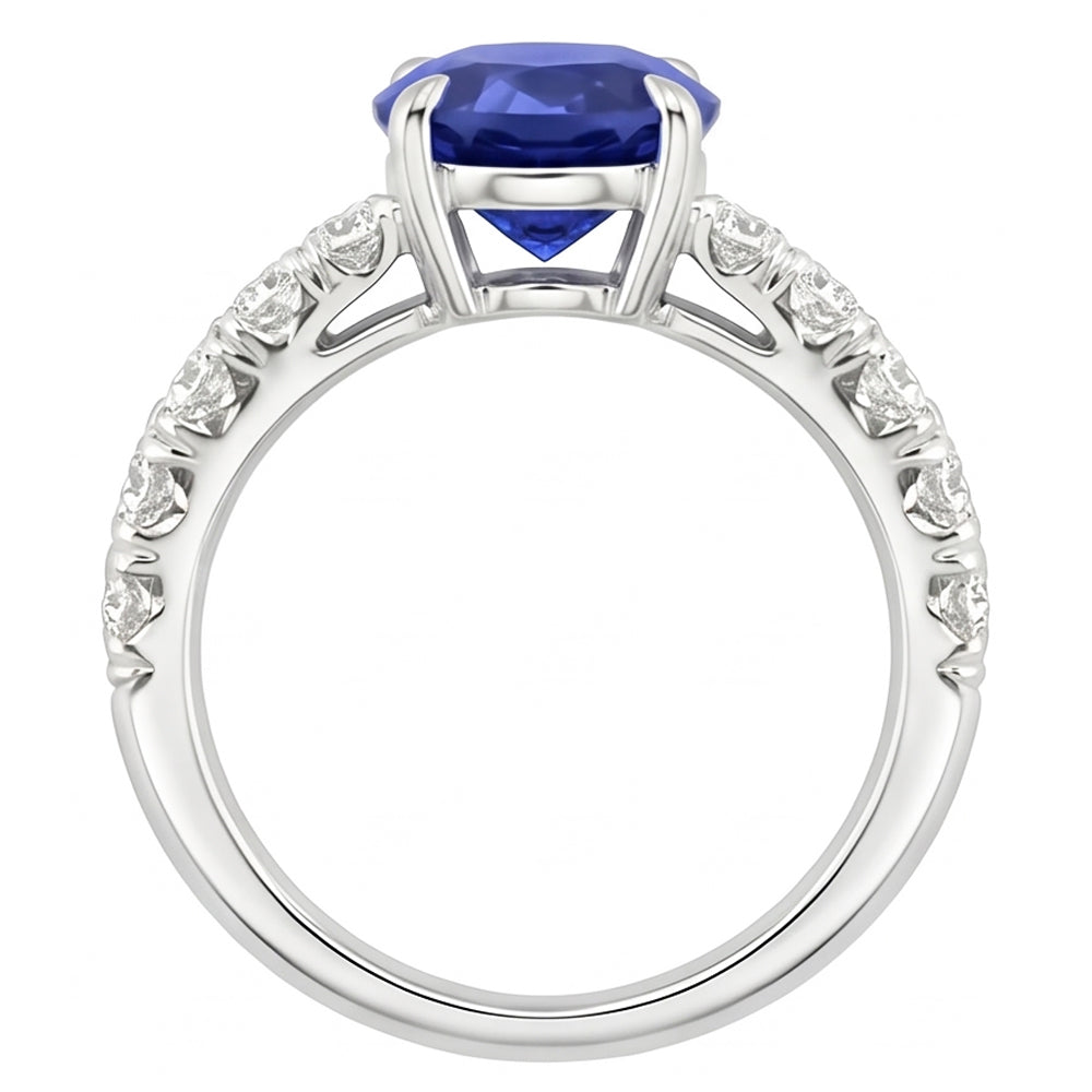 Natural Sapphire Ring 4.50ct - White Gold 14K