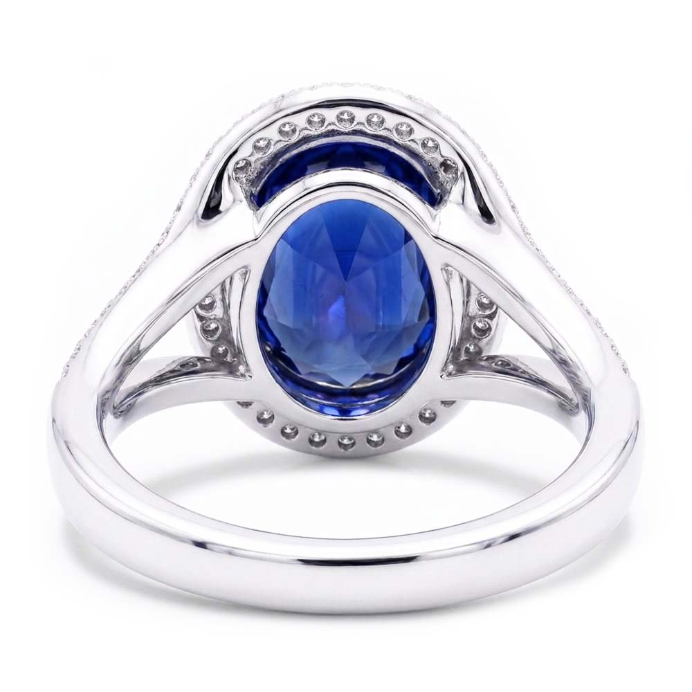 Natural Sapphire Ring 4.50ct - White Gold 14K