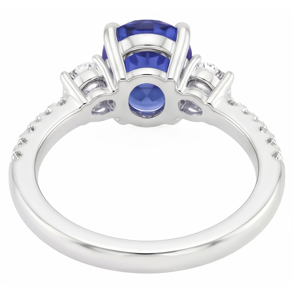 Natural Sapphire Ring 4.50ct - White Gold 14K