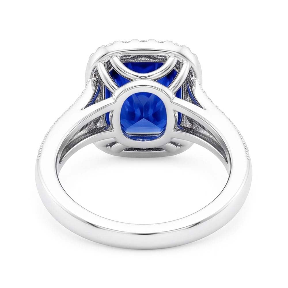 Natural Sapphire Ring 4.50ct - White Gold 14K