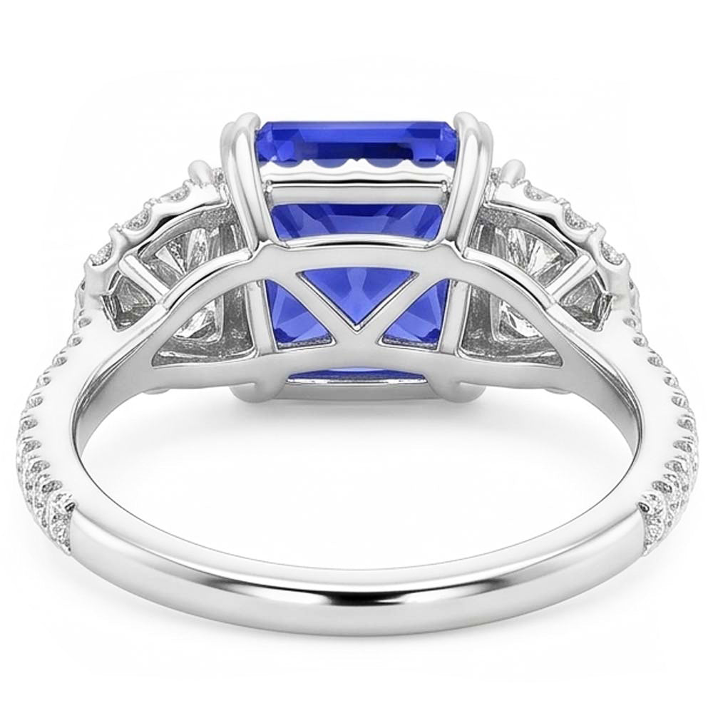 Natural Sapphire Ring 4.50ct - White Gold 14K