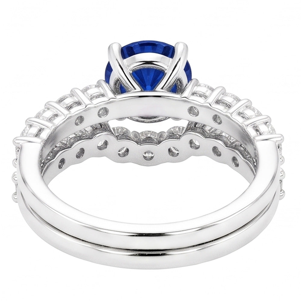 Natural Sapphire Ring 4.50ct - White Gold 14K