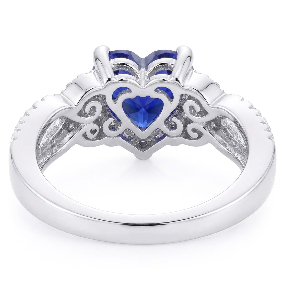 Natural Sapphire Ring 4.50ct - White Gold 14K