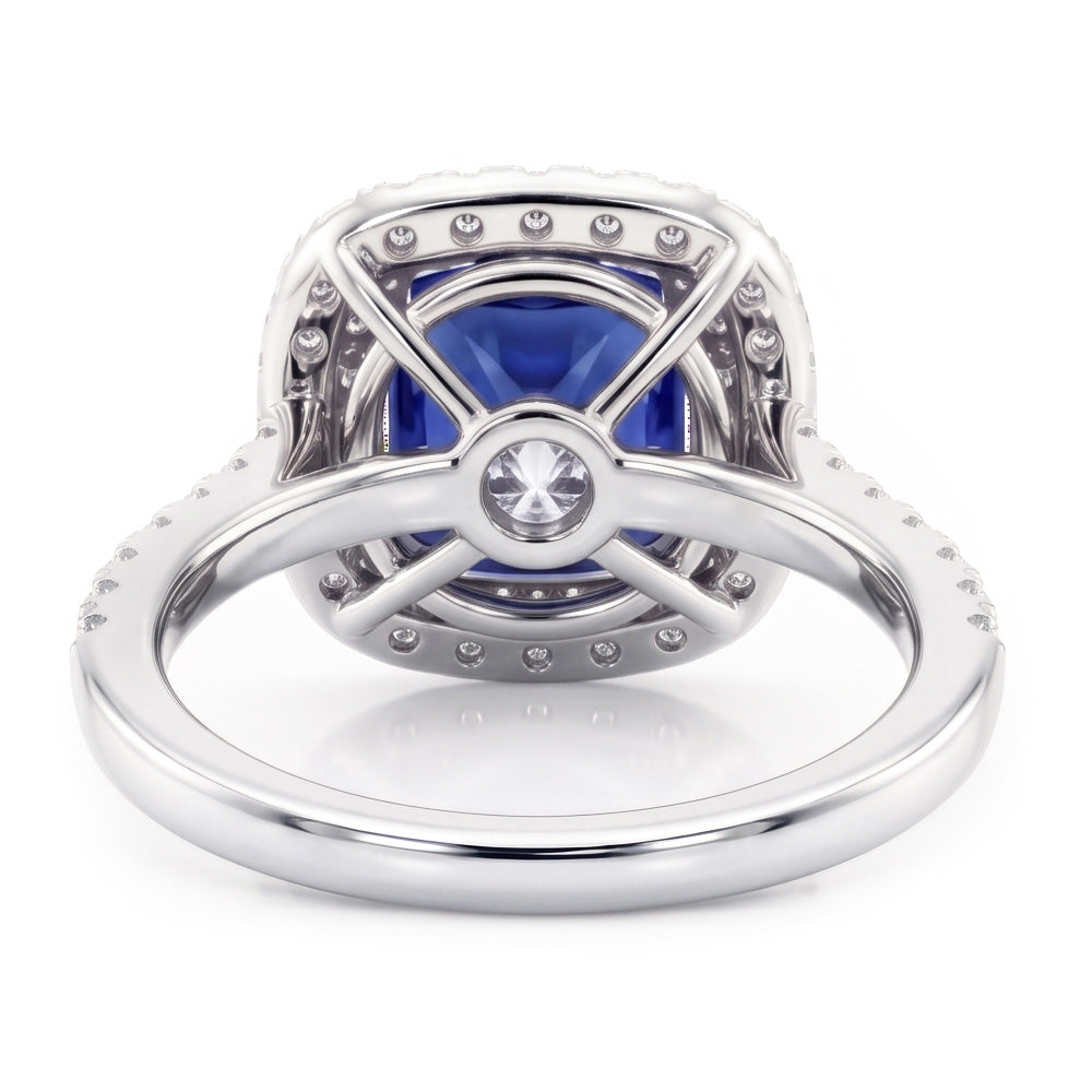 Natural Sapphire Ring 4.50ct - White Gold 14K