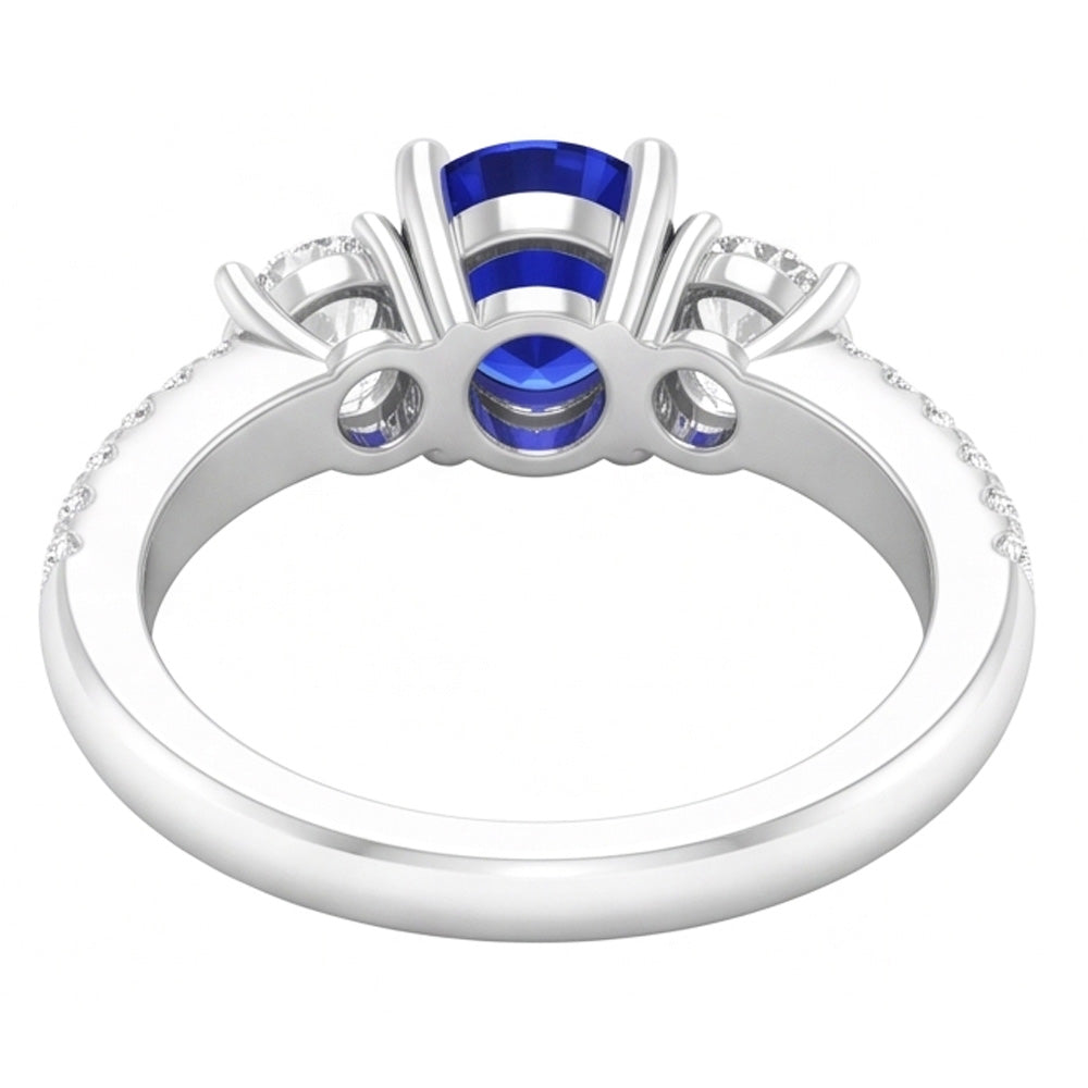 Natural Sapphire Ring 4.50ct - White Gold 14K