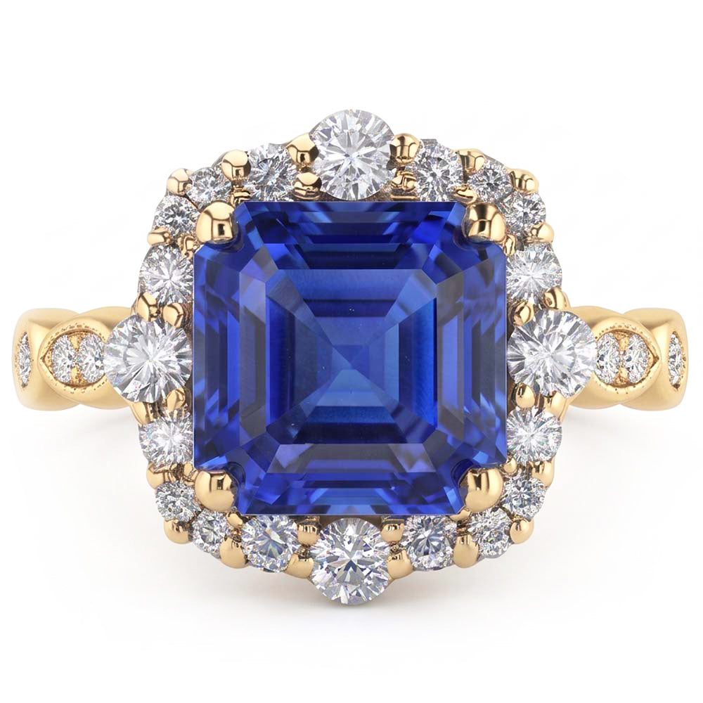 Natural Sapphire Ring 4.50ct - Yellow Gold 14K
