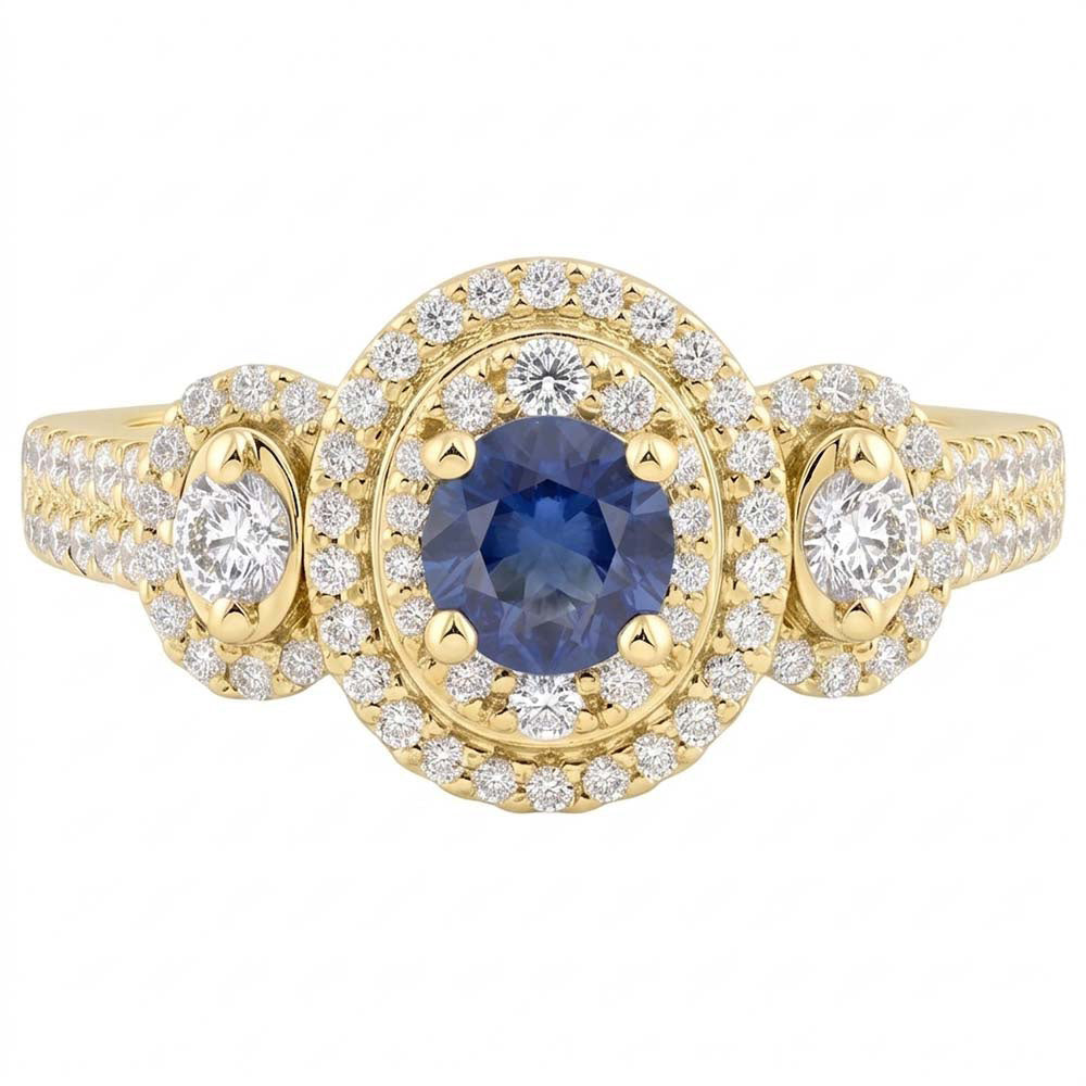 Natural Sapphire Ring 4.50ct - Yellow Gold 14K