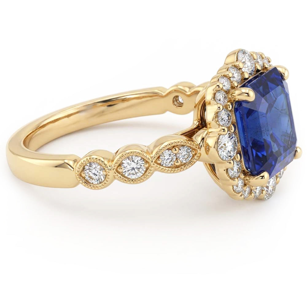 Natural Sapphire Ring 4.50ct - Yellow Gold 14K