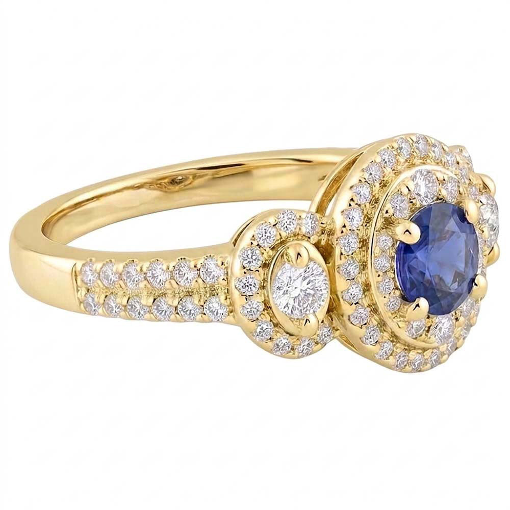 Natural Sapphire Ring 4.50ct - Yellow Gold 14K