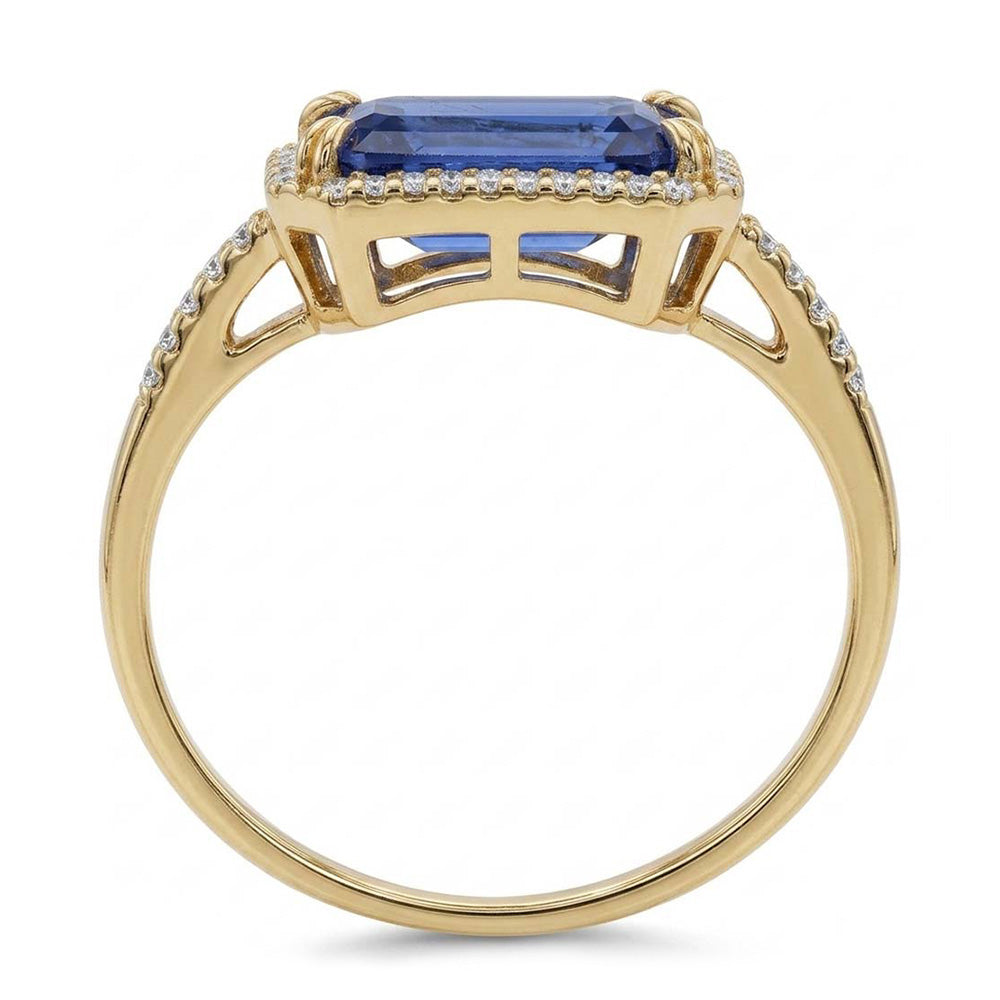 Natural Sapphire Ring 4.50ct - Yellow Gold 14K