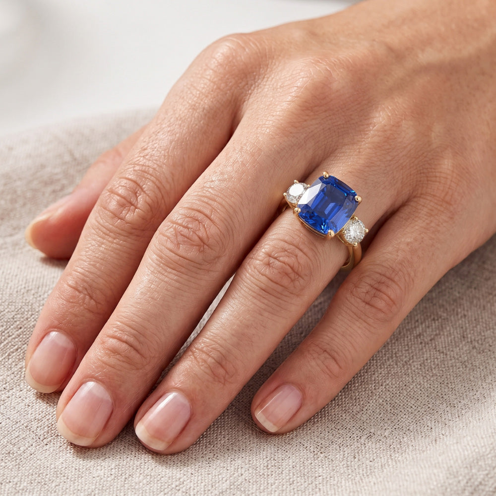 Natural Sapphire Ring 4.50ct - Yellow Gold 14K