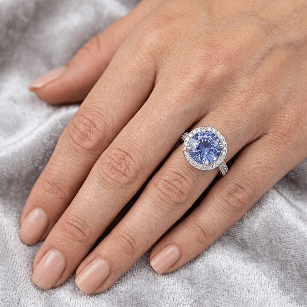 Natural Sapphire Ring 4.86ct - White Gold 14K