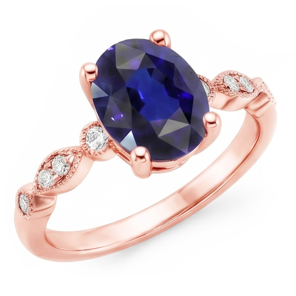 Natural Sapphire Ring 4ct - Rose Gold 14K