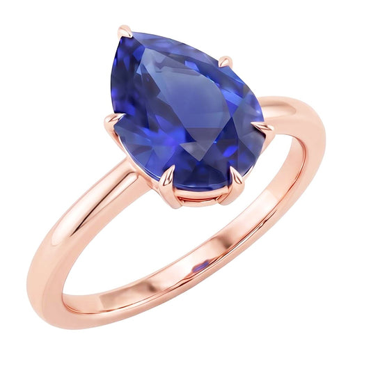 Natural Sapphire Ring 4ct - Rose Gold 14K