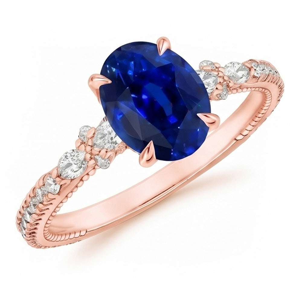 Natural Sapphire Ring 4ct - Rose Gold 14K