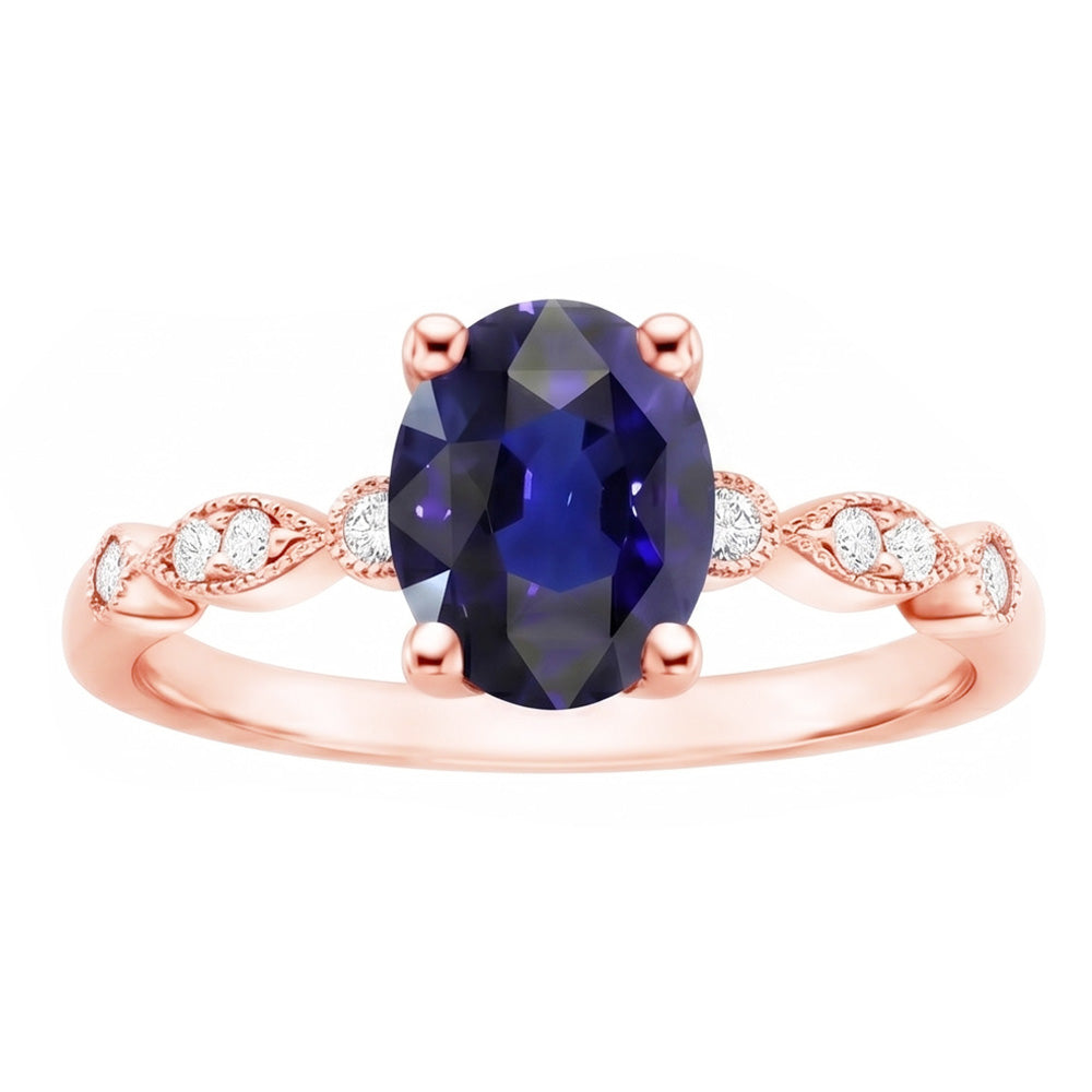 Natural Sapphire Ring 4ct - Rose Gold 14K