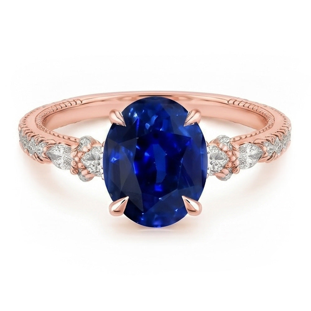 Natural Sapphire Ring 4ct - Rose Gold 14K