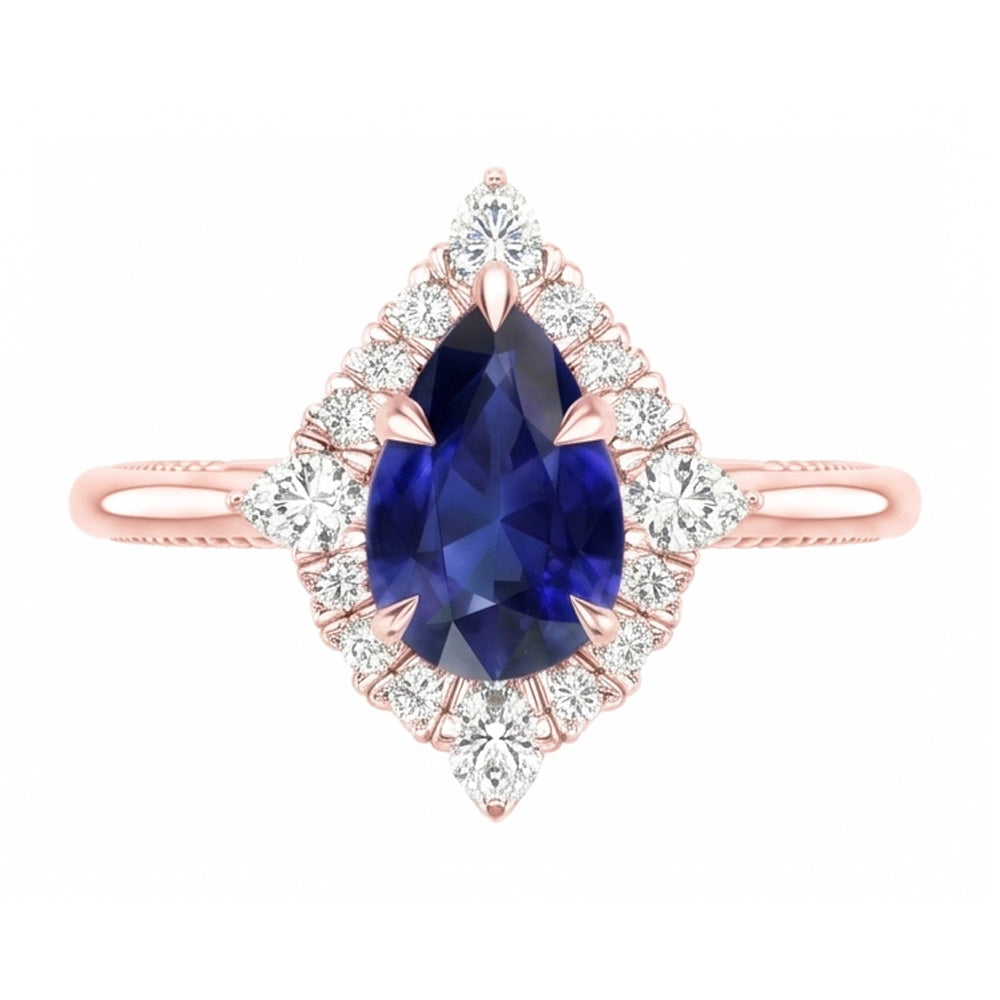 Natural Sapphire Ring 4ct - Rose Gold 14K