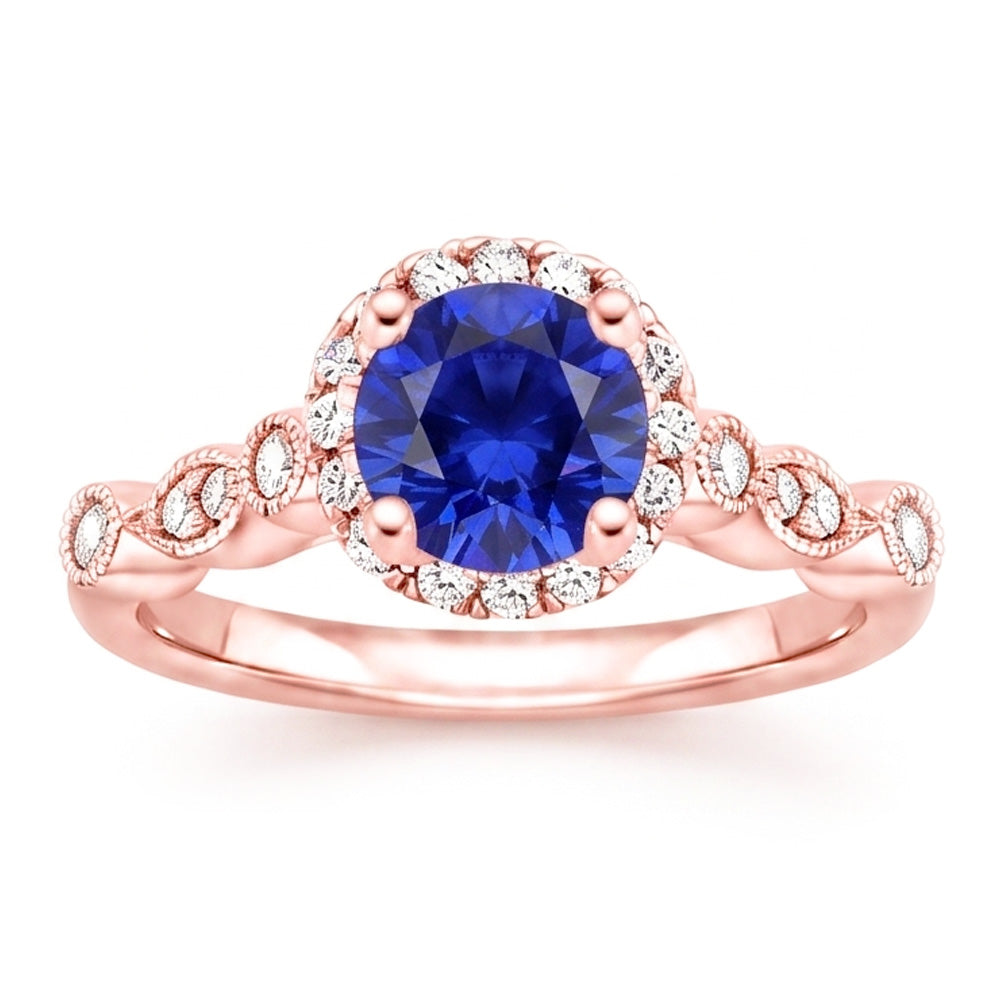 Natural Sapphire Ring 4ct - Rose Gold 14K