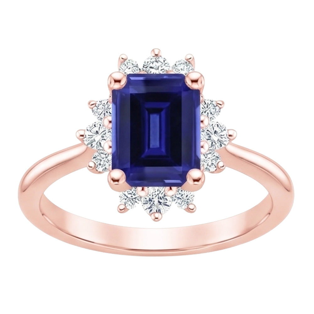Natural Sapphire Ring 4ct - Rose Gold 14K