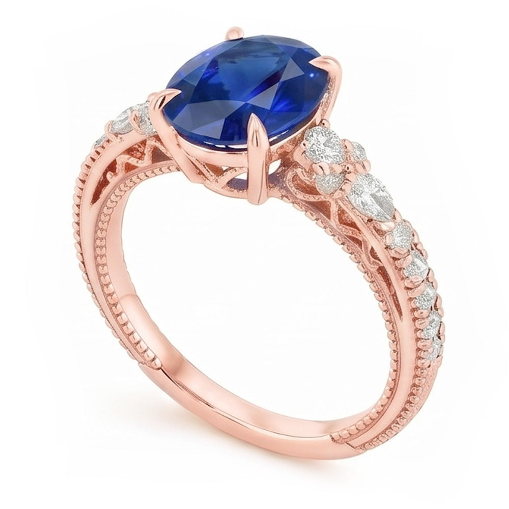 Natural Sapphire Ring 4ct - Rose Gold 14K