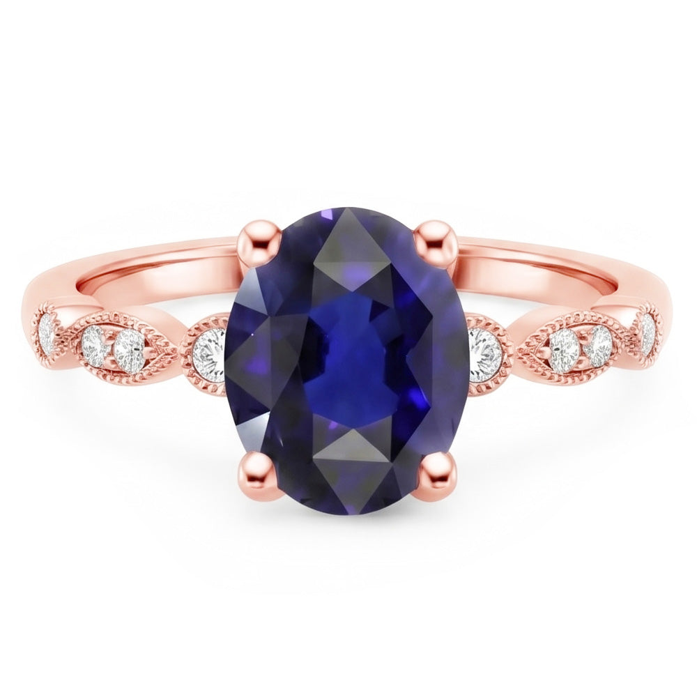 Natural Sapphire Ring 4ct - Rose Gold 14K