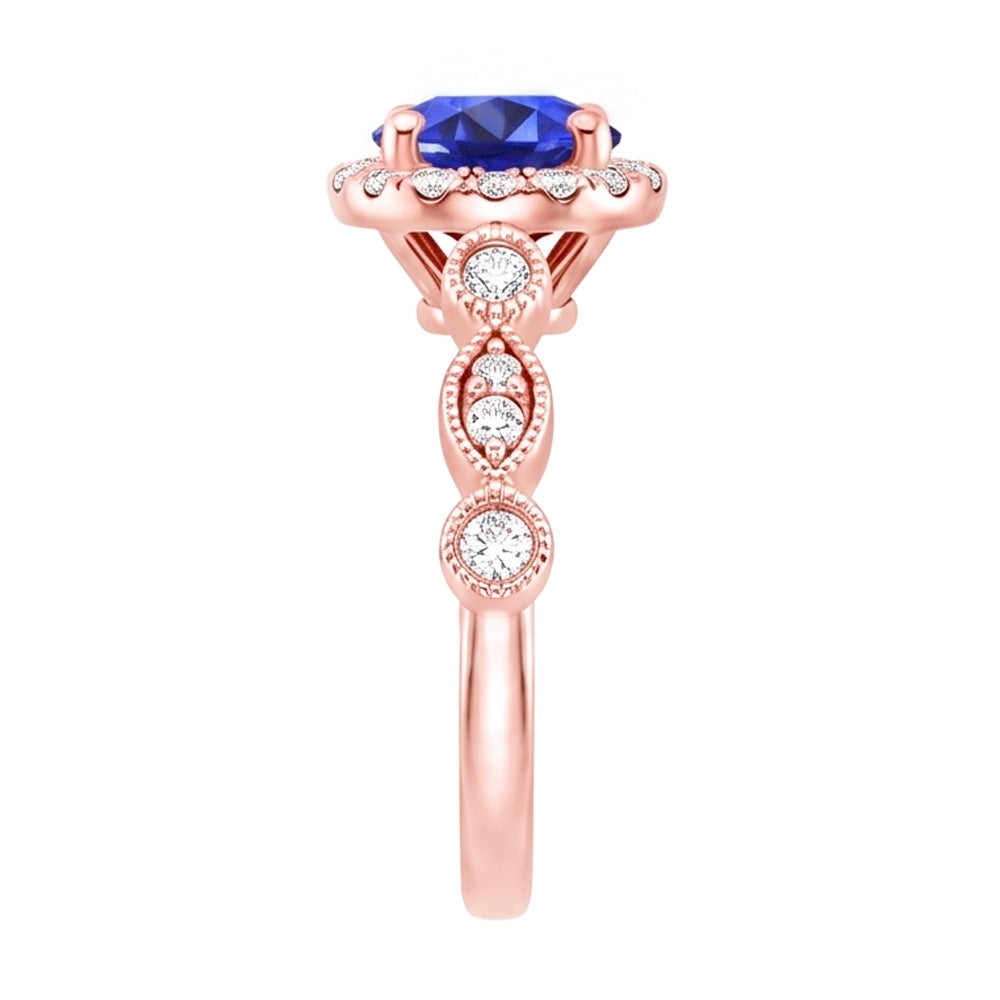 Natural Sapphire Ring 4ct - Rose Gold 14K