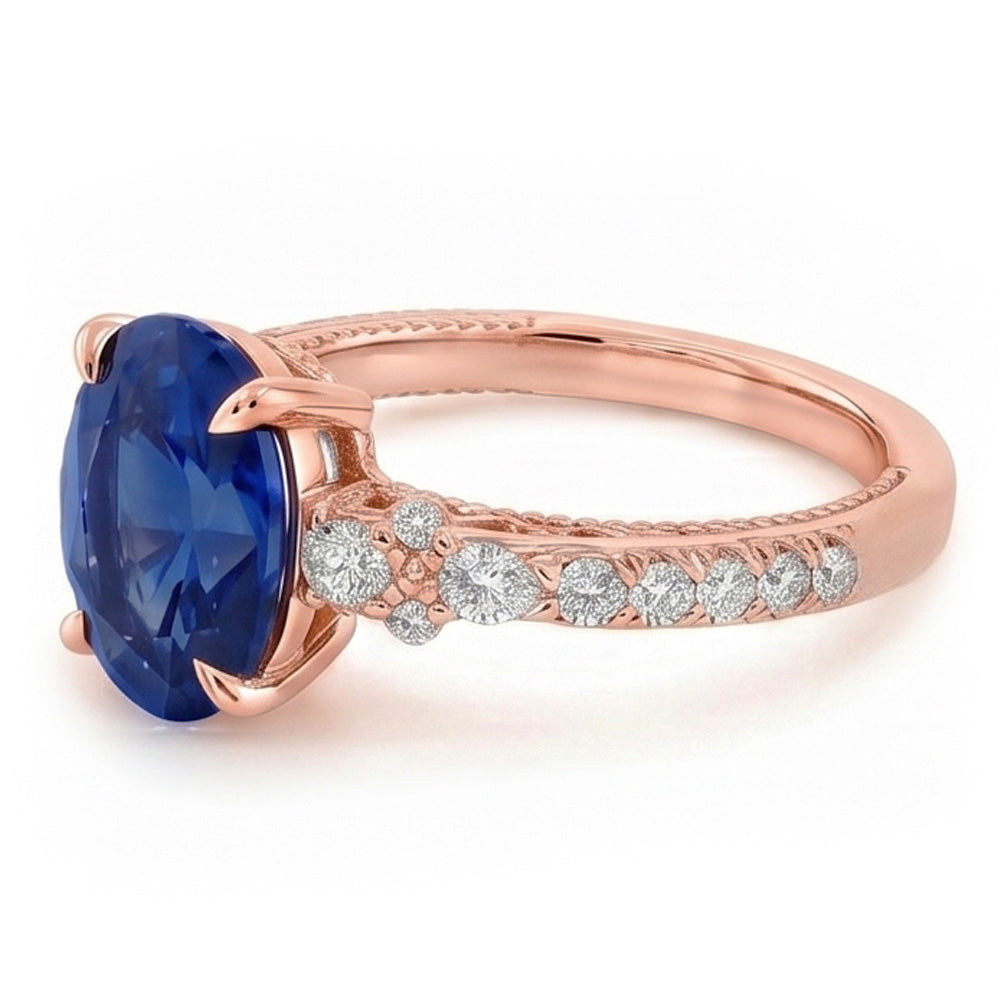 Natural Sapphire Ring 4ct - Rose Gold 14K