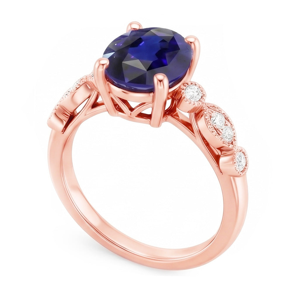 Natural Sapphire Ring 4ct - Rose Gold 14K