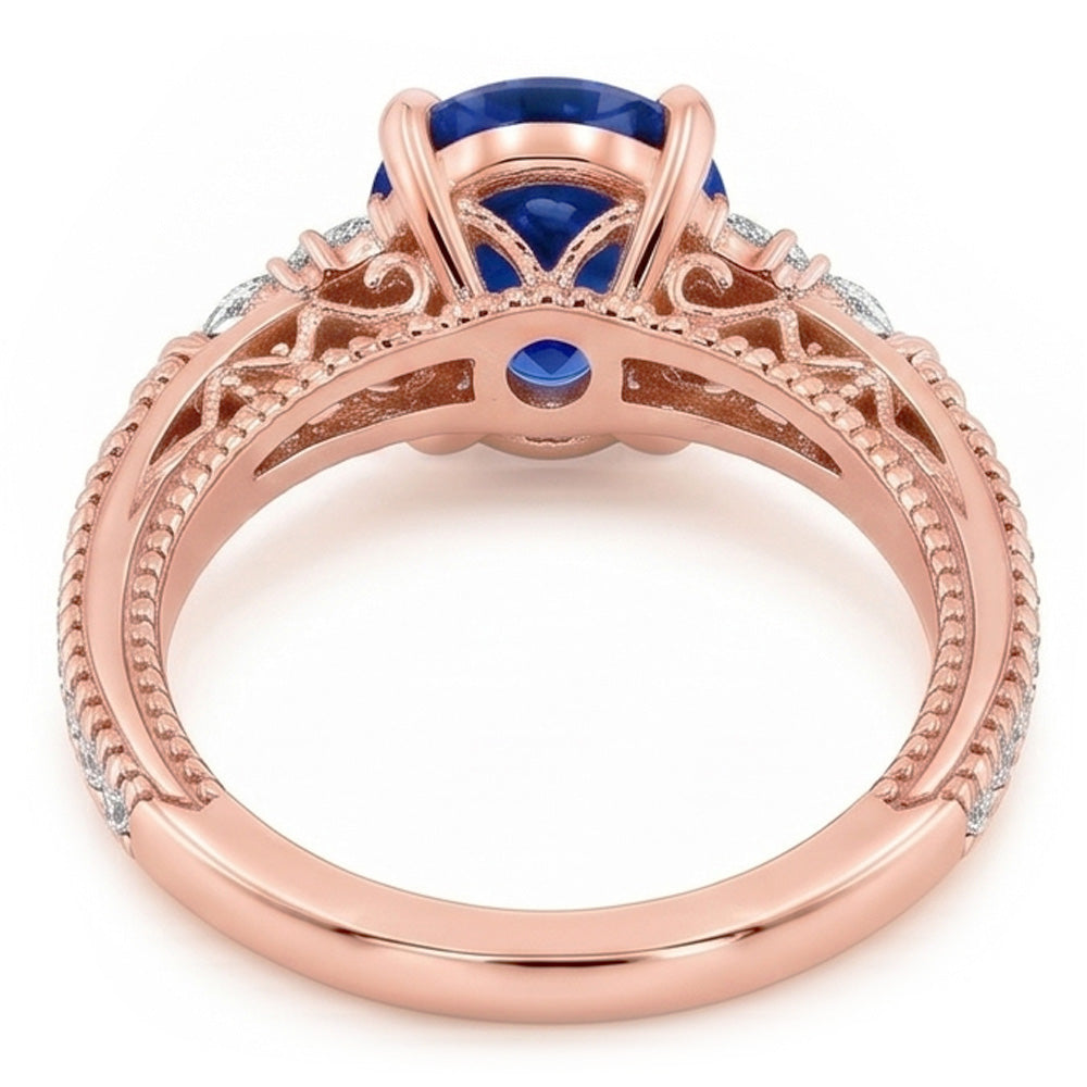 Natural Sapphire Ring 4ct - Rose Gold 14K