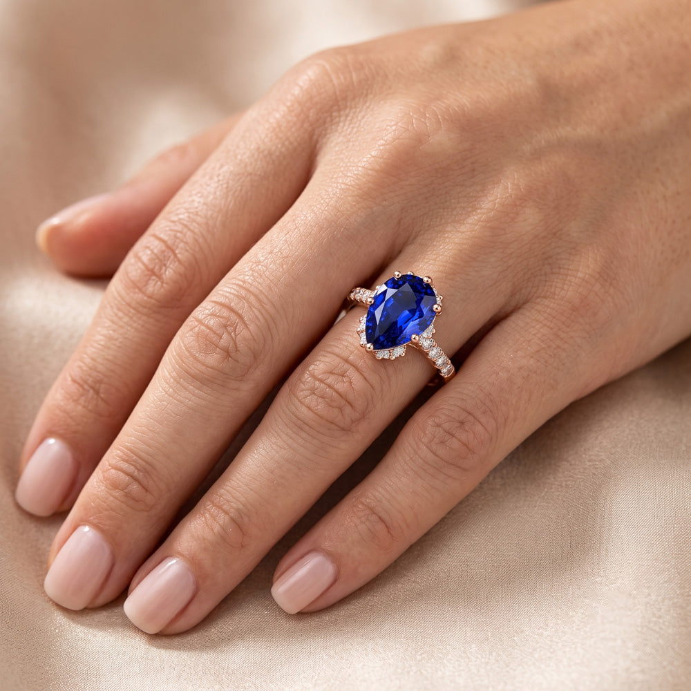 Natural Sapphire Ring 4ct - Rose Gold 14K