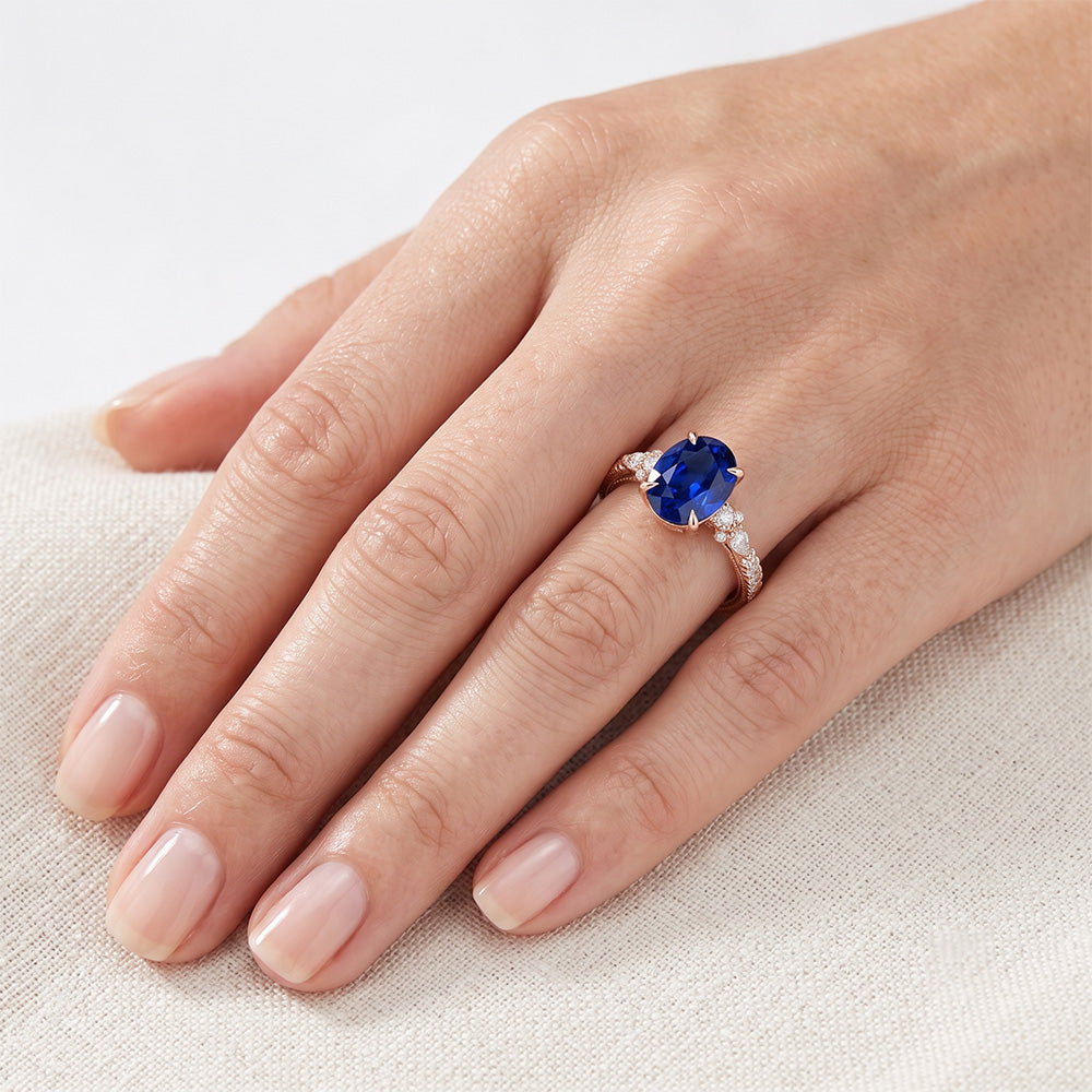 Natural Sapphire Ring 4ct - Rose Gold 14K