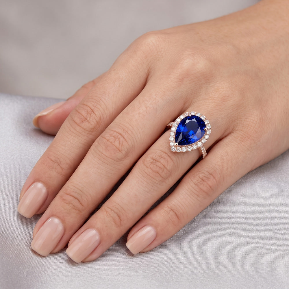 Natural Sapphire Ring 4ct - Rose Gold 14K