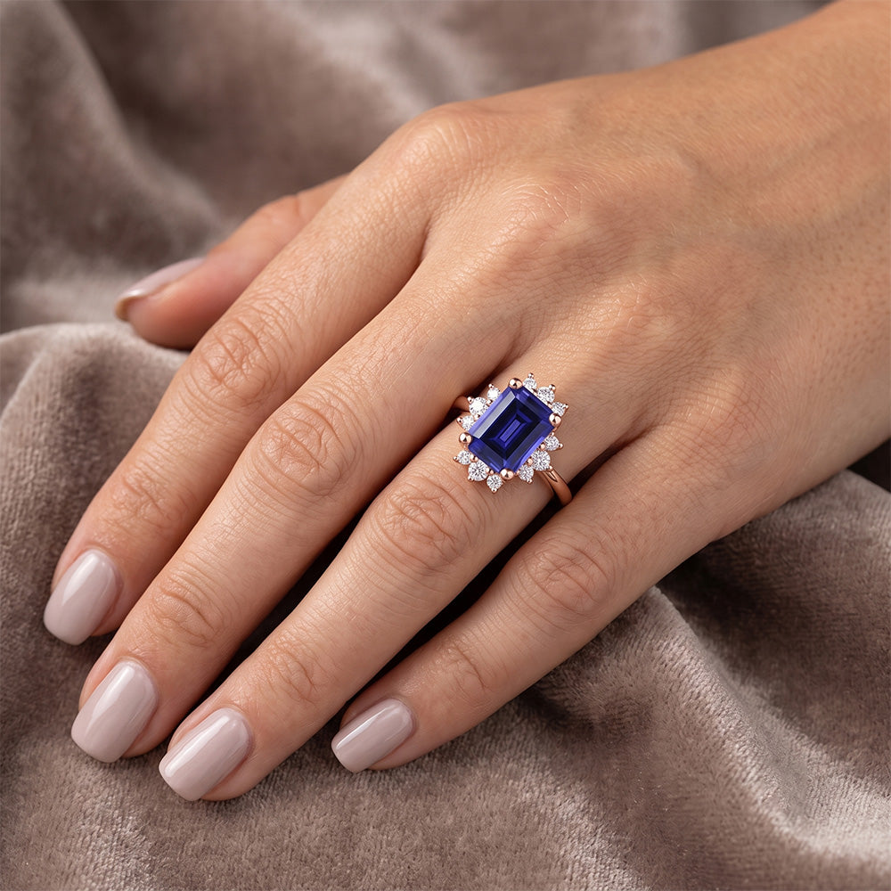 Natural Sapphire Ring 4ct - Rose Gold 14K