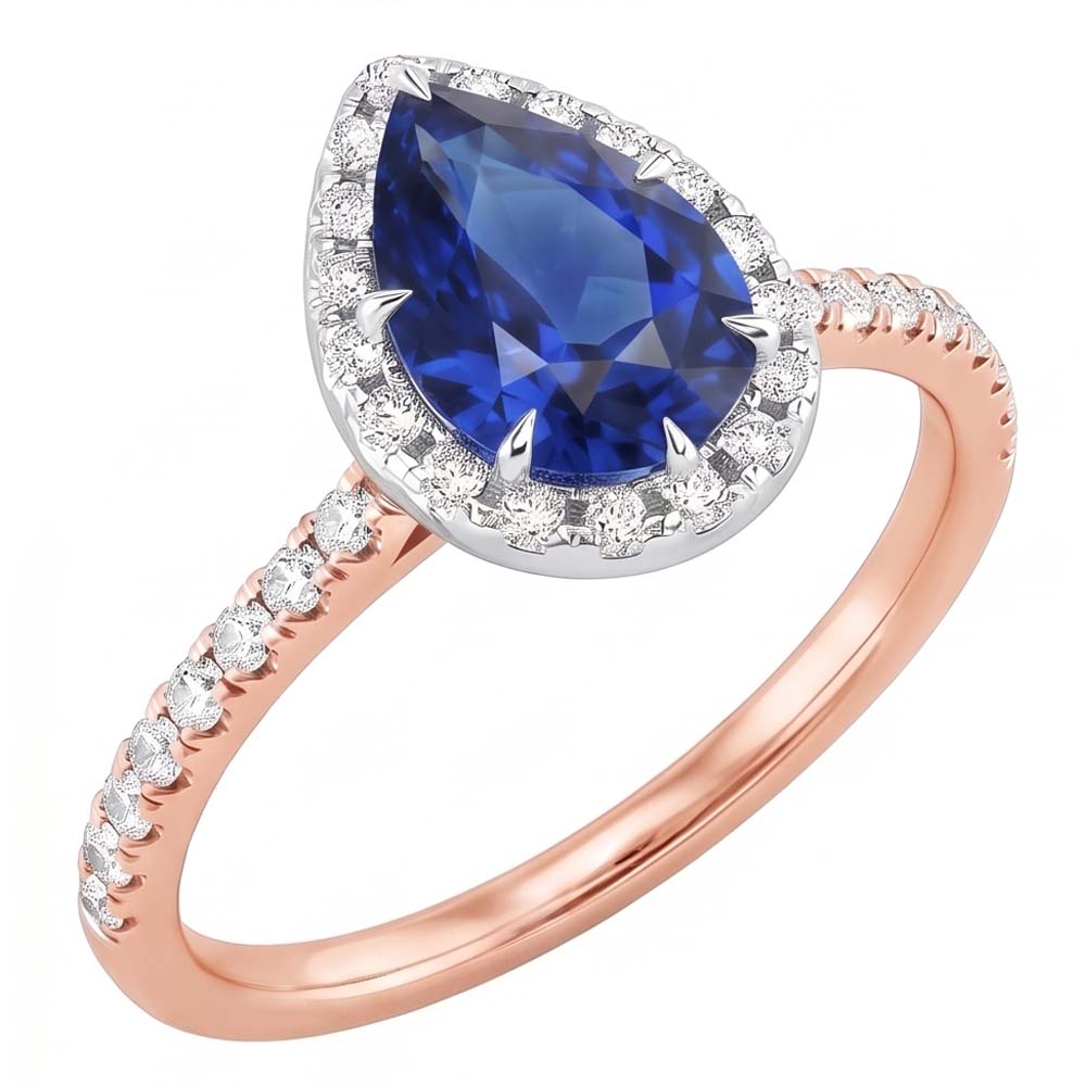 Natural Sapphire Ring 4ct - Two Tone 14K Gold