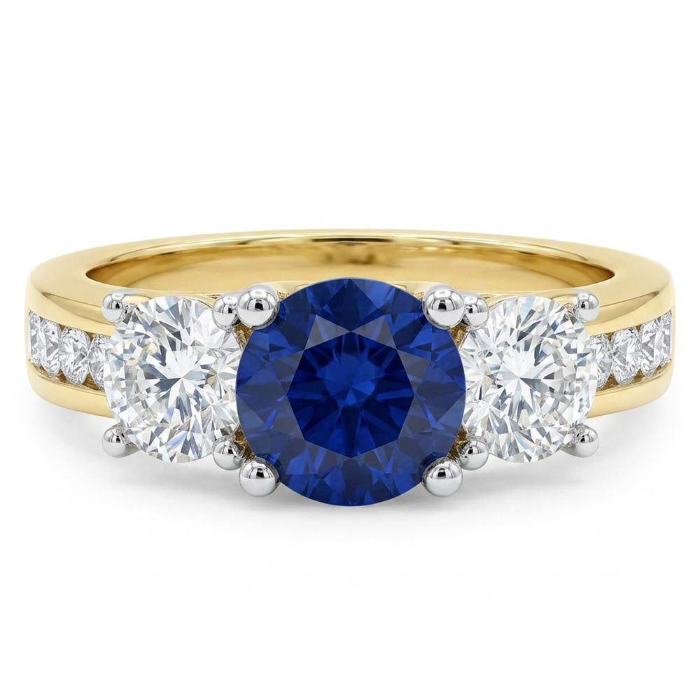 Natural Sapphire Ring 4ct - Two Tone 14K Gold