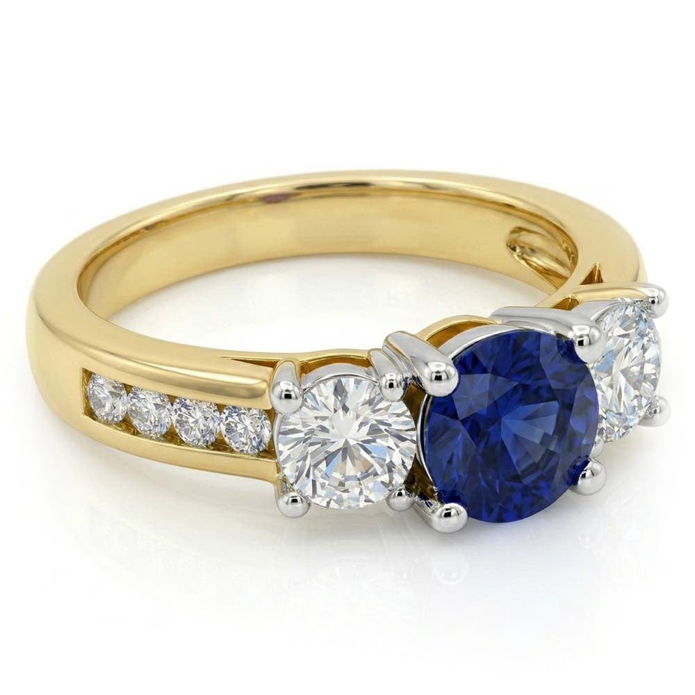 Natural Sapphire Ring 4ct - Two Tone 14K Gold