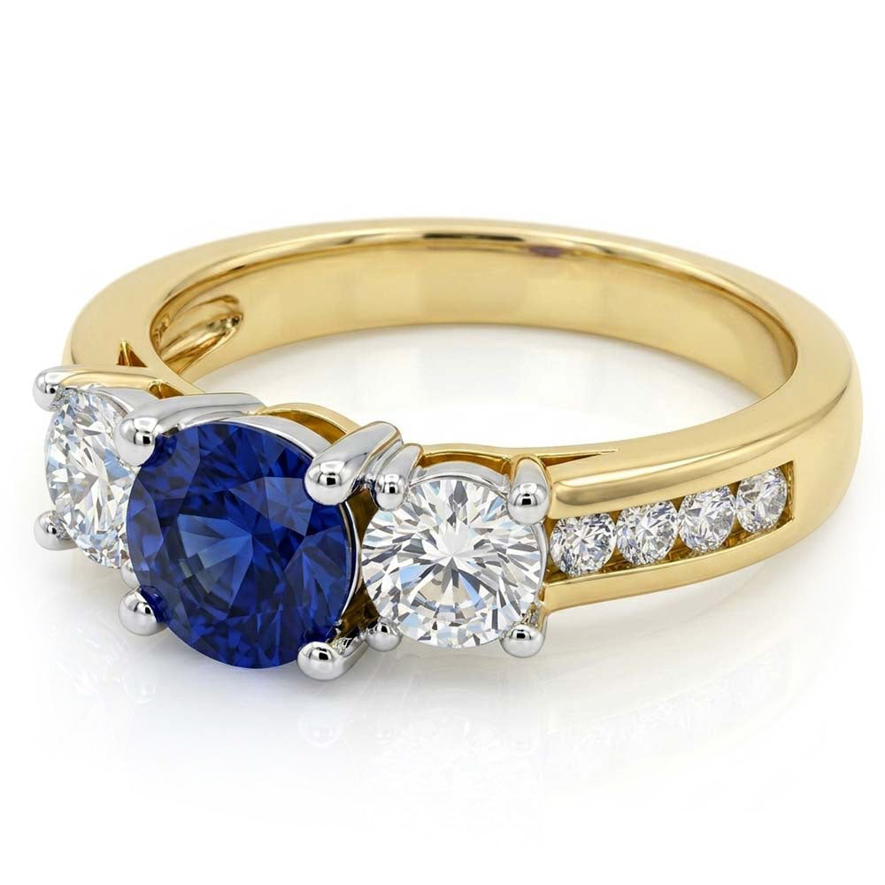 Natural Sapphire Ring 4ct - Two Tone 14K Gold