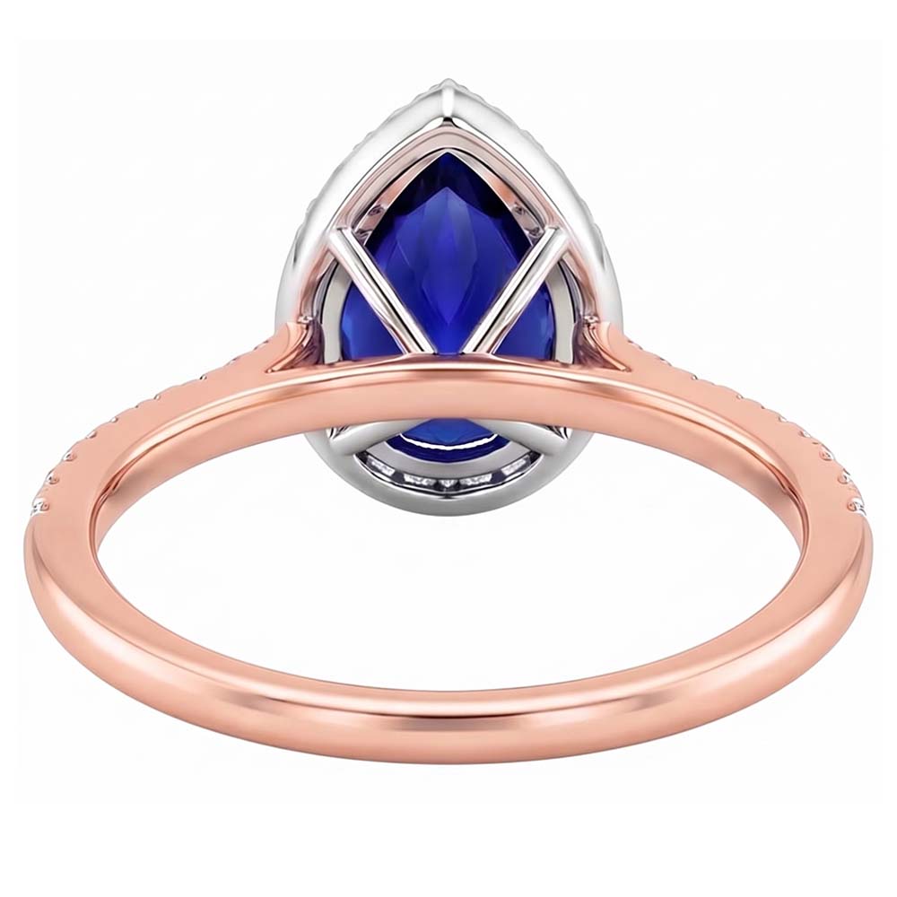 Natural Sapphire Ring 4ct - Two Tone 14K Gold
