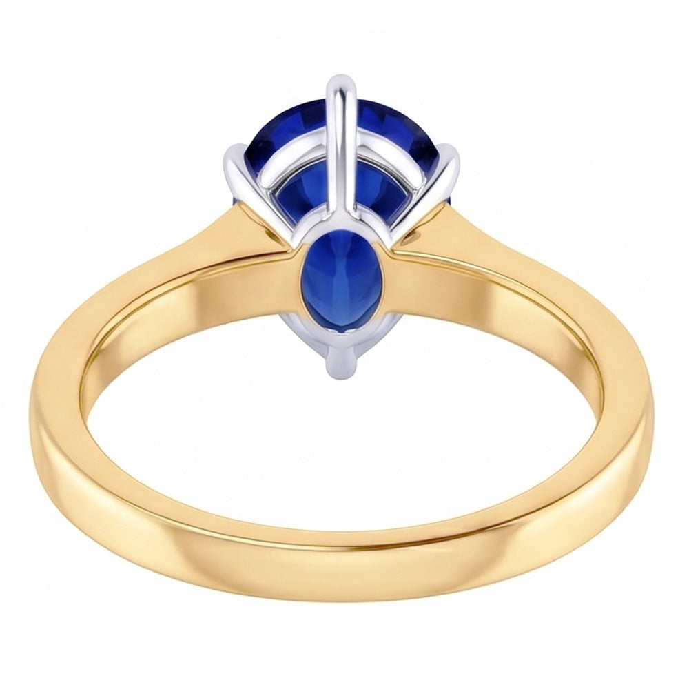 Natural Sapphire Ring 4ct - Two Tone 14K Gold