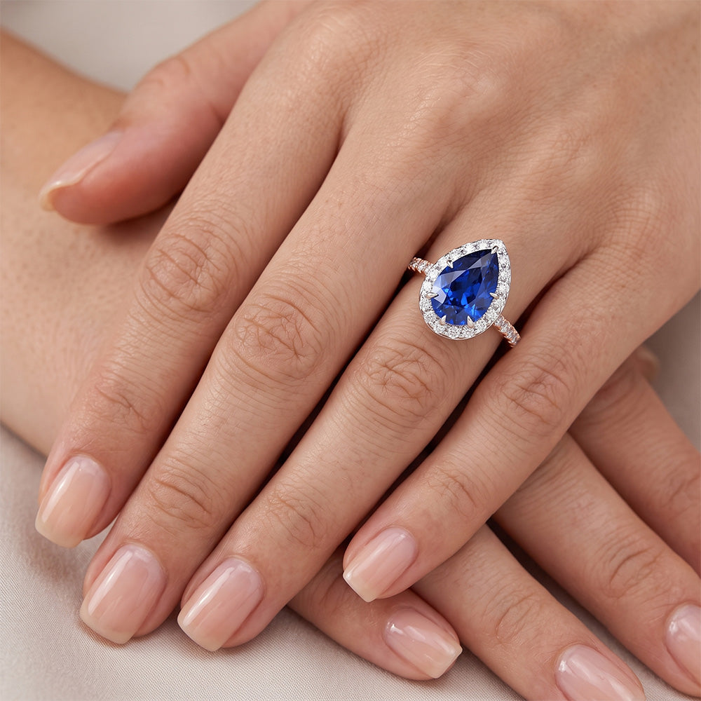 Natural Sapphire Ring 4ct - Two Tone 14K Gold