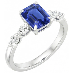 Natural Sapphire Ring 4ct - White Gold 14K
