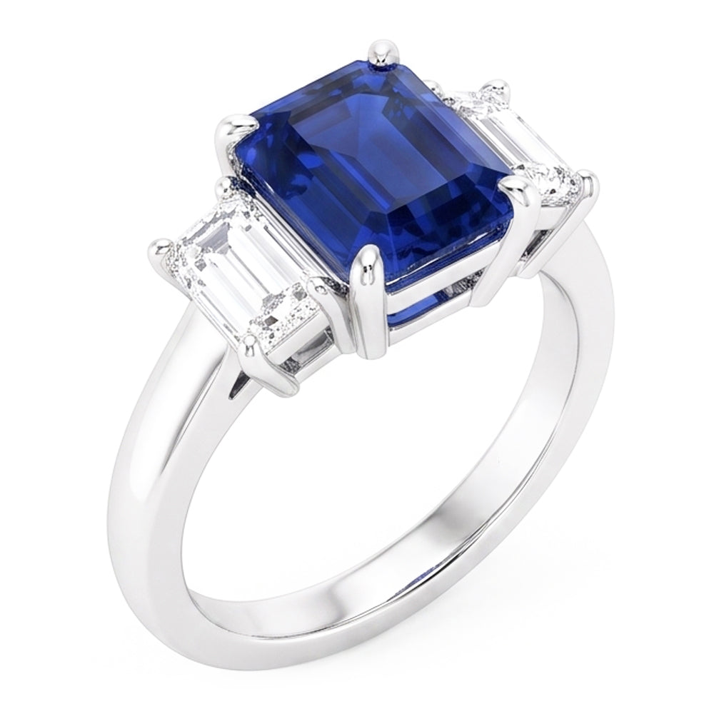 Natural Sapphire Ring 4ct - White Gold 14K