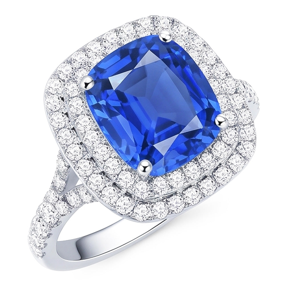 Natural Sapphire Ring 4ct - White Gold 14K