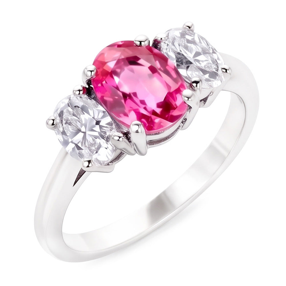 Natural Sapphire Ring 4ct - White Gold 14K