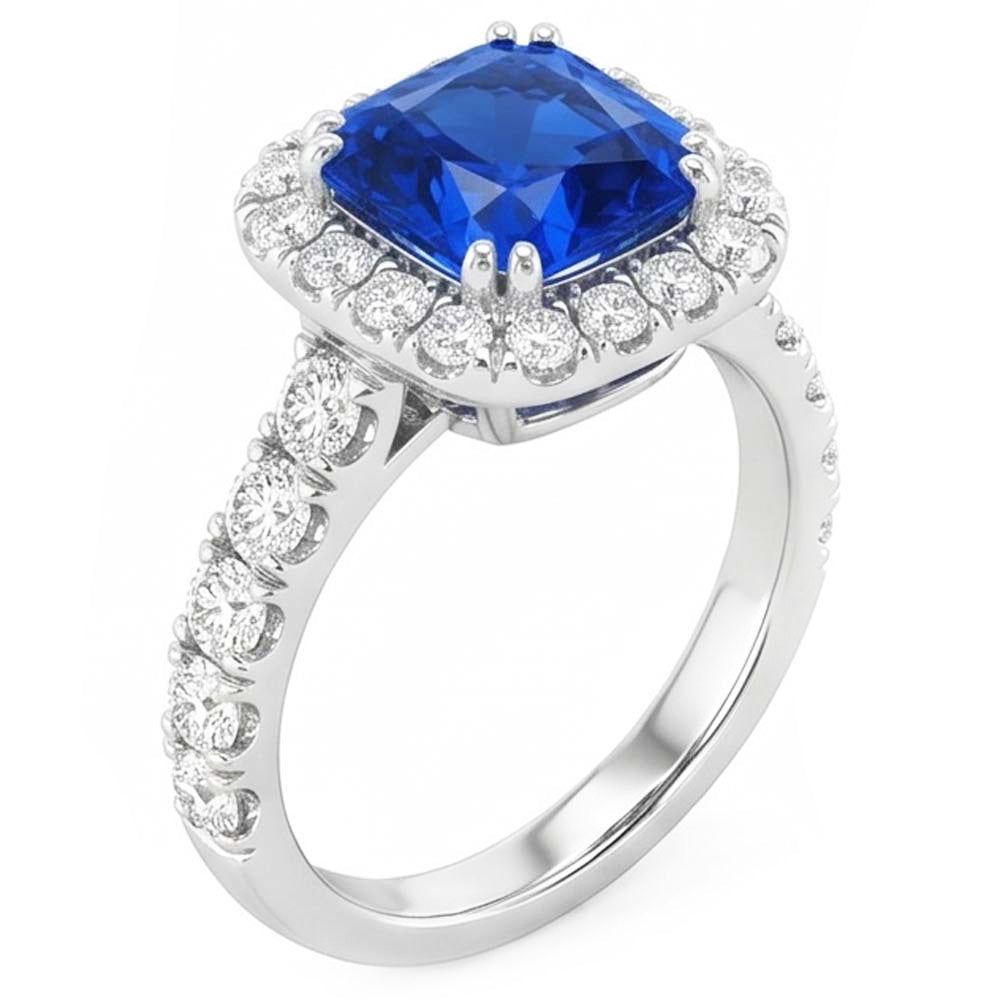 Natural Sapphire Ring 4ct - White Gold 14K