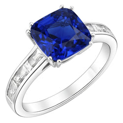 Natural Sapphire Ring 4ct - White Gold 14K